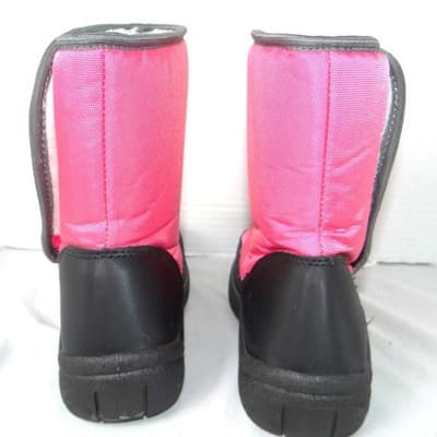 Girls Pink Snow Boots Snowflake Insulated Winter Faux Fur Lined Size 2 - Thumbnail 5