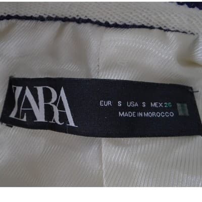 NWT-Zara Womens Navy White Striped Double Breasted Blazer Gold Buttons - Thumbnail 3