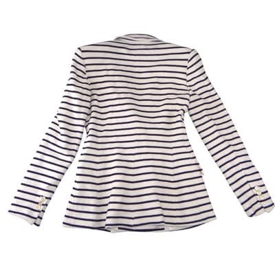 NWT-Zara Womens Navy White Striped Double Breasted Blazer Gold Buttons - Thumbnail 6
