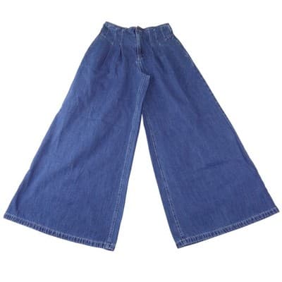 We The Free Free People Wide Leg Palazzo Jeans Blue Pleated High Waist 27
