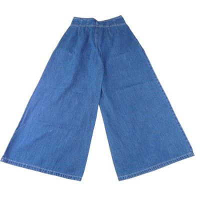 We The Free Free People Wide Leg Palazzo Jeans Blue Pleated High Waist 27 - Thumbnail 3