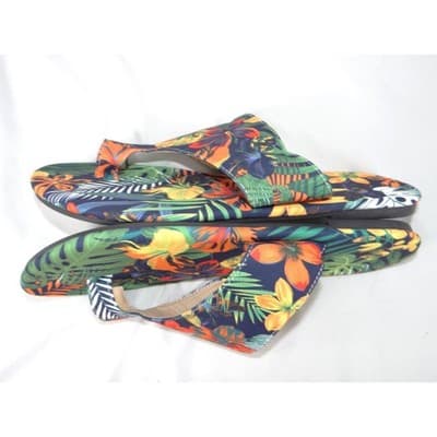 Womens Tropical Floral Toe Loop Slide Sandals Multicolor Botanical Flat Size 42 - Thumbnail 2