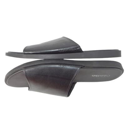 Calvin Klein Mens Black Micro Perforated Slide Sandals Size 12 US 46 EUR