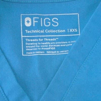 FIGS Technical Collection Womens XXS V-Neck Scrub Top Teal Blue Short Sleeve - Thumbnail 2
