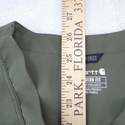 Carhartt Force Modern Fit Women Scrub Top Olive Green V-Neck Pocket Medium - Thumbnail 6