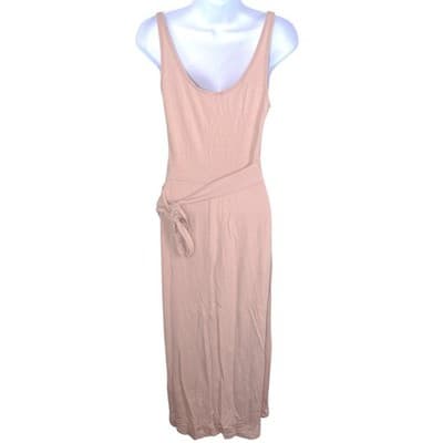 Reformation Jeans Womens Small Blush Pink Wrap Midi Dress Scoop Neck Sleeveless - Thumbnail 4