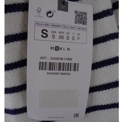 NWT-Zara Womens Navy White Striped Double Breasted Blazer Gold Buttons - Thumbnail 4