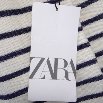 NWT-Zara Womens Navy White Striped Double Breasted Blazer Gold Buttons - Thumbnail 5