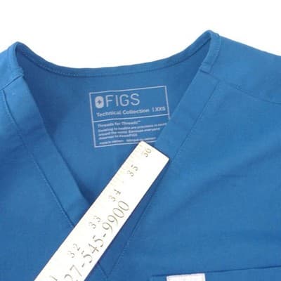 FIGS Technical Collection Womens XXS V-Neck Scrub Top Teal Blue Short Sleeve - Thumbnail 4