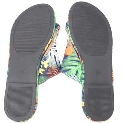 Womens Tropical Floral Toe Loop Slide Sandals Multicolor Botanical Flat Size 42 - Thumbnail 7