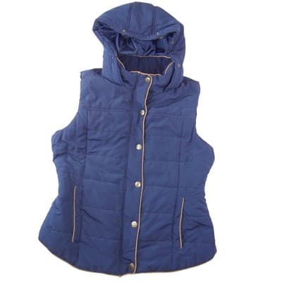 Prince & Fox Navy Blue Quilted Puffer Vest with Detachable Hood XL