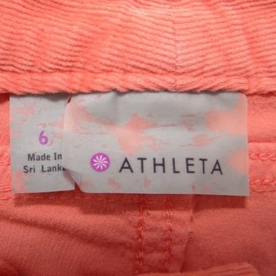 Athleta Womens Coral Orange Corduroy Shorts Size 6 Casual Summer Bright 1796 - Thumbnail 2