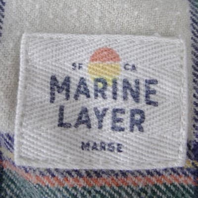 Marine Layer Mens Marge Plaid Flannel Button Down Shirt Red Green Multi Size M - Thumbnail 2