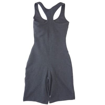 Womens Charcoal Black Racerback Athletic Romper Unitard Bodysuit XS - Thumbnail 3