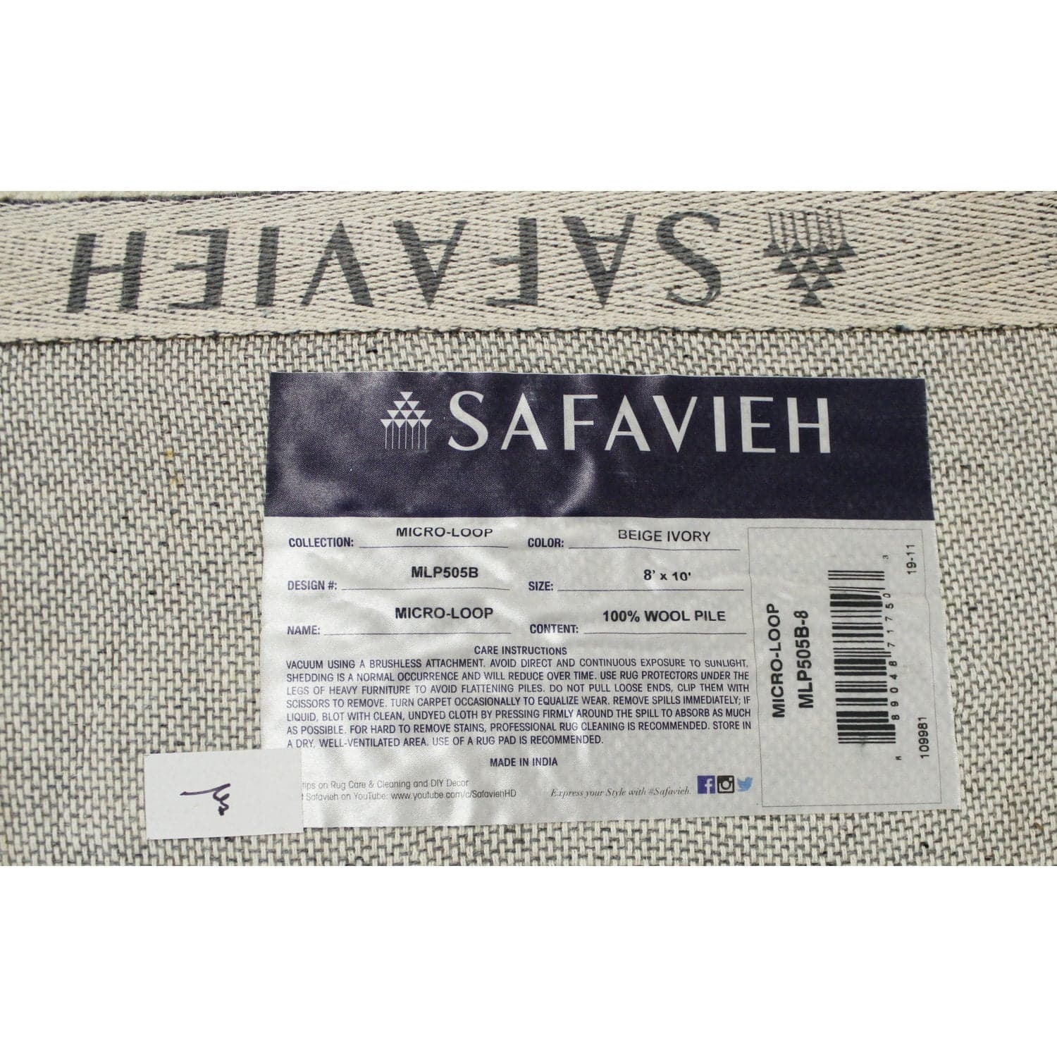 Safavieh 7' 7'' X 9' 11'' Beige & Ivory Micro Loop Area Rug - Thumbnail 4