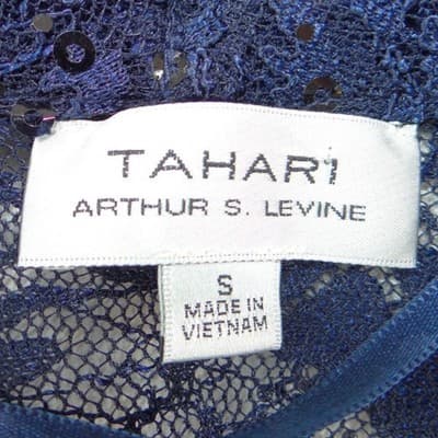 NWT-Tahari Arthur S. Levine Navy Blue Floral Lace Sequin Shrug Bolero Jacket S - Thumbnail 2