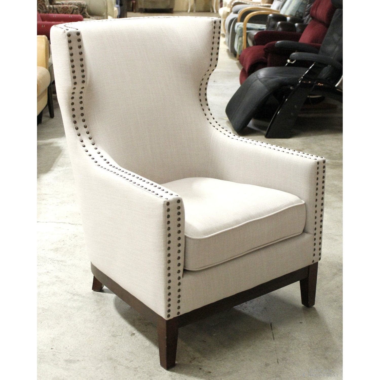 Steve Silver Company High Back Linen Curved Accent Chair - Beige - Thumbnail 2