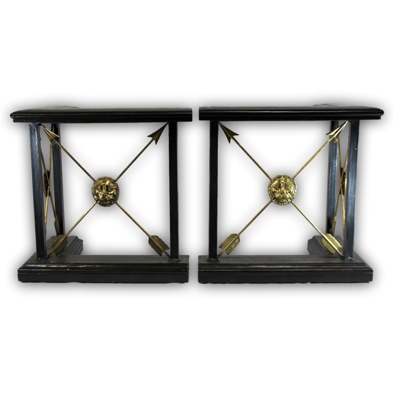 Maitland Smith Pair of Lion Head Fireplace Fenders