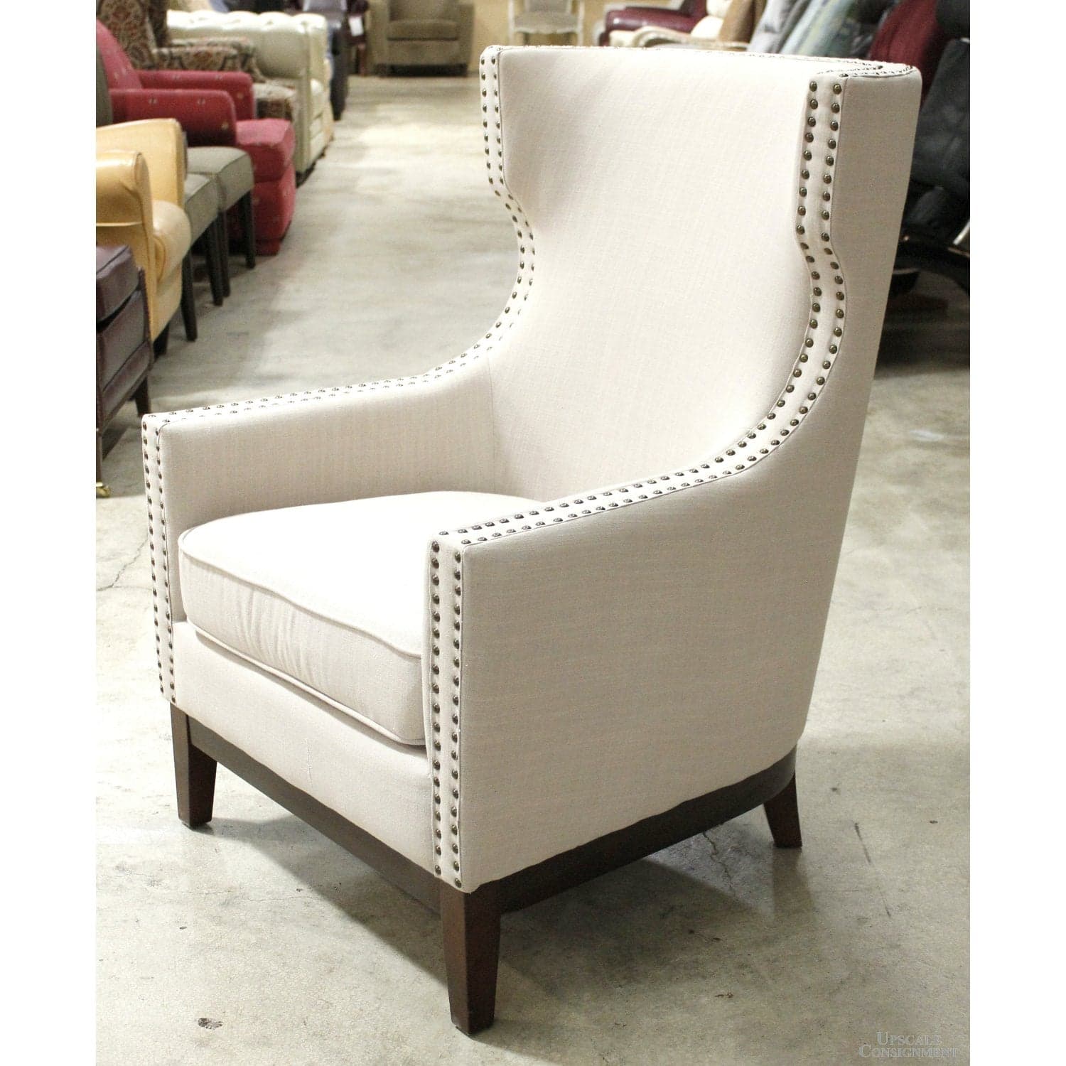 Steve Silver Company High Back Linen Curved Accent Chair - Beige - Thumbnail 3