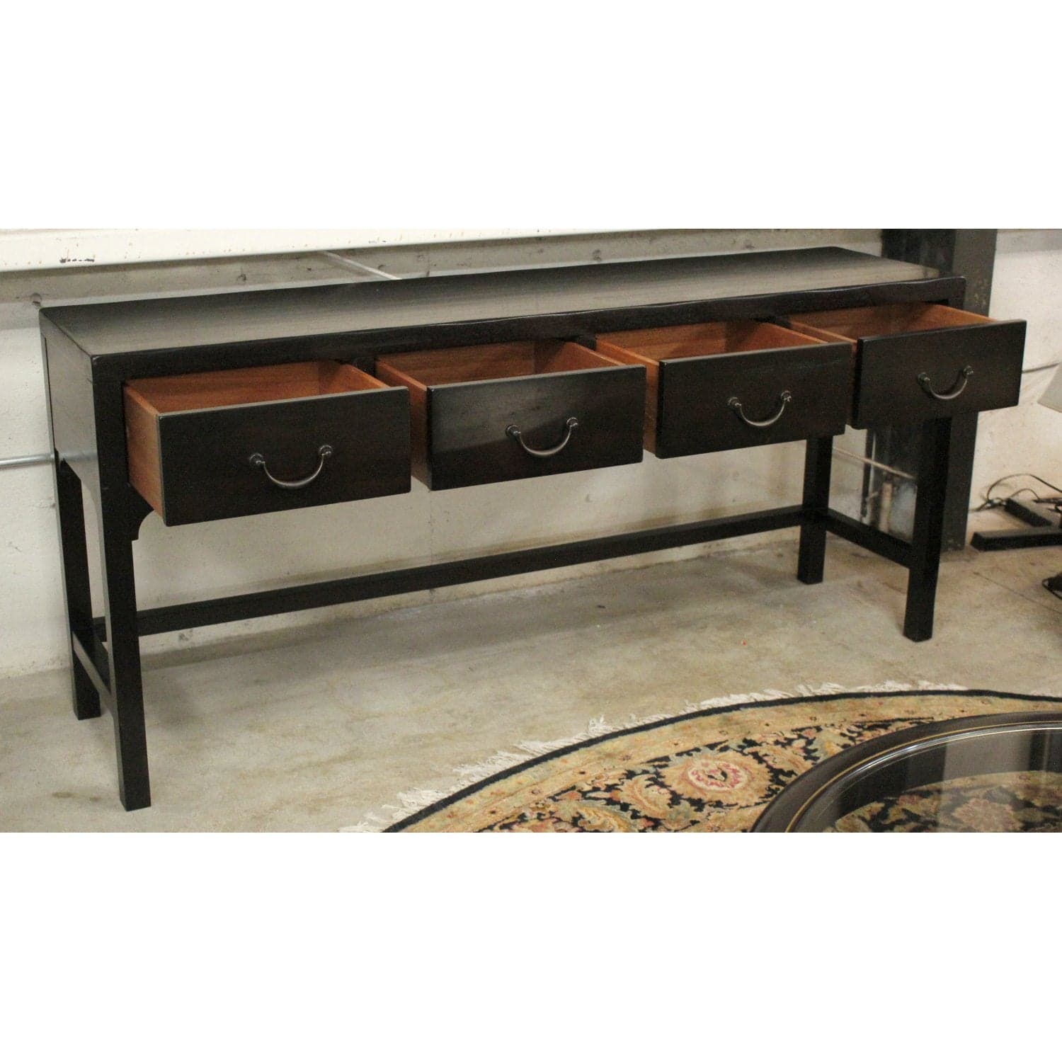 Long 4 Drawer Console Table - Black - Thumbnail 2