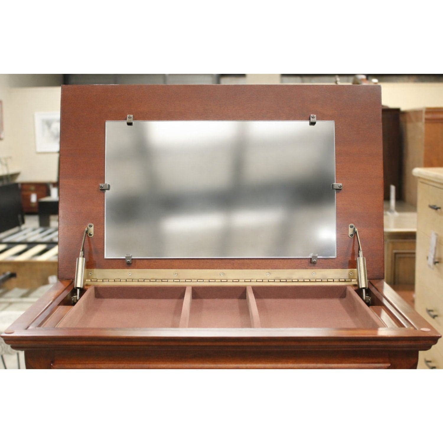Mahogany Lingerie Chest w/Jewelry Box & Mirror - Mahogany Finish - Thumbnail 4