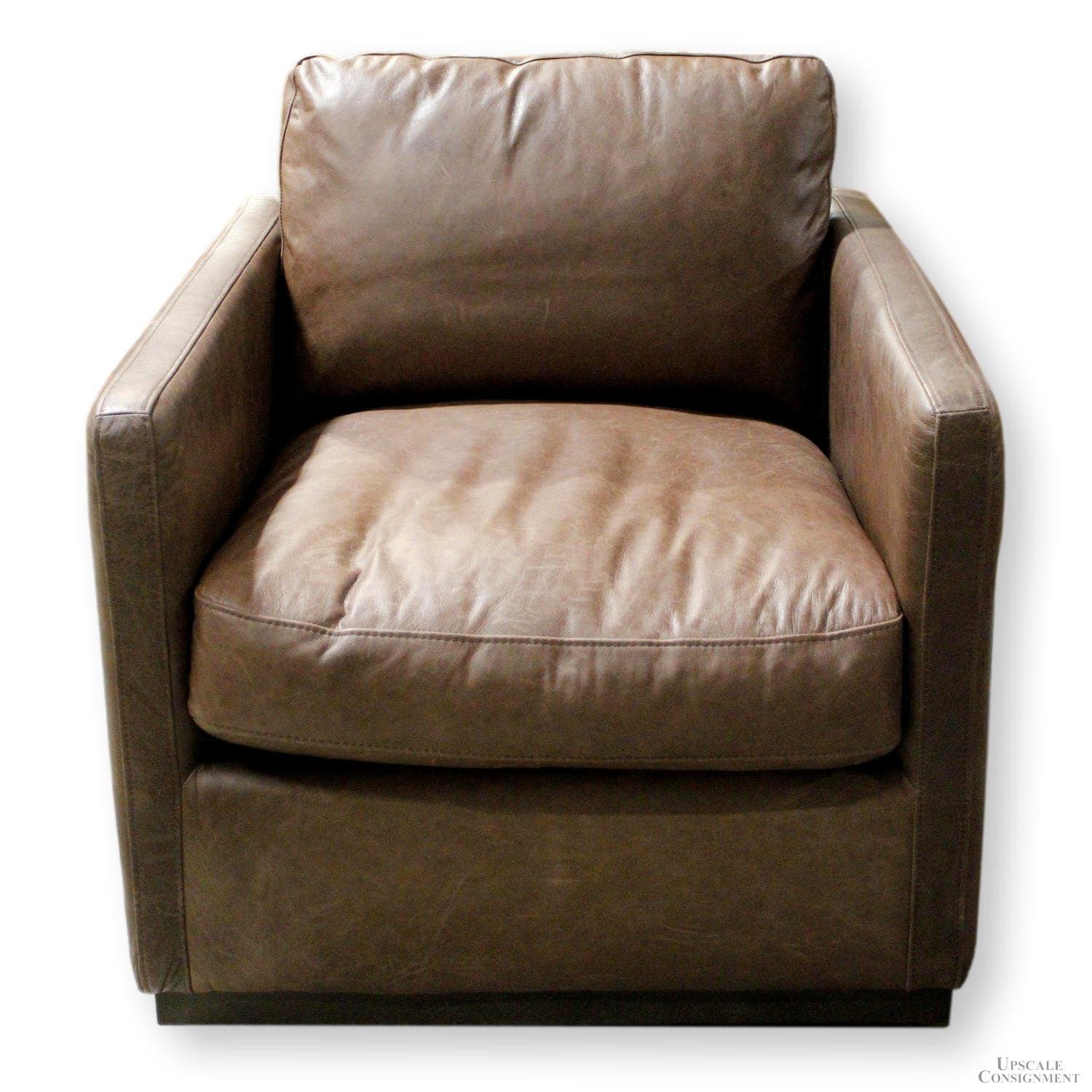 Mor Furniture "Flax" Brown Leather Swivel Chair - Brown
