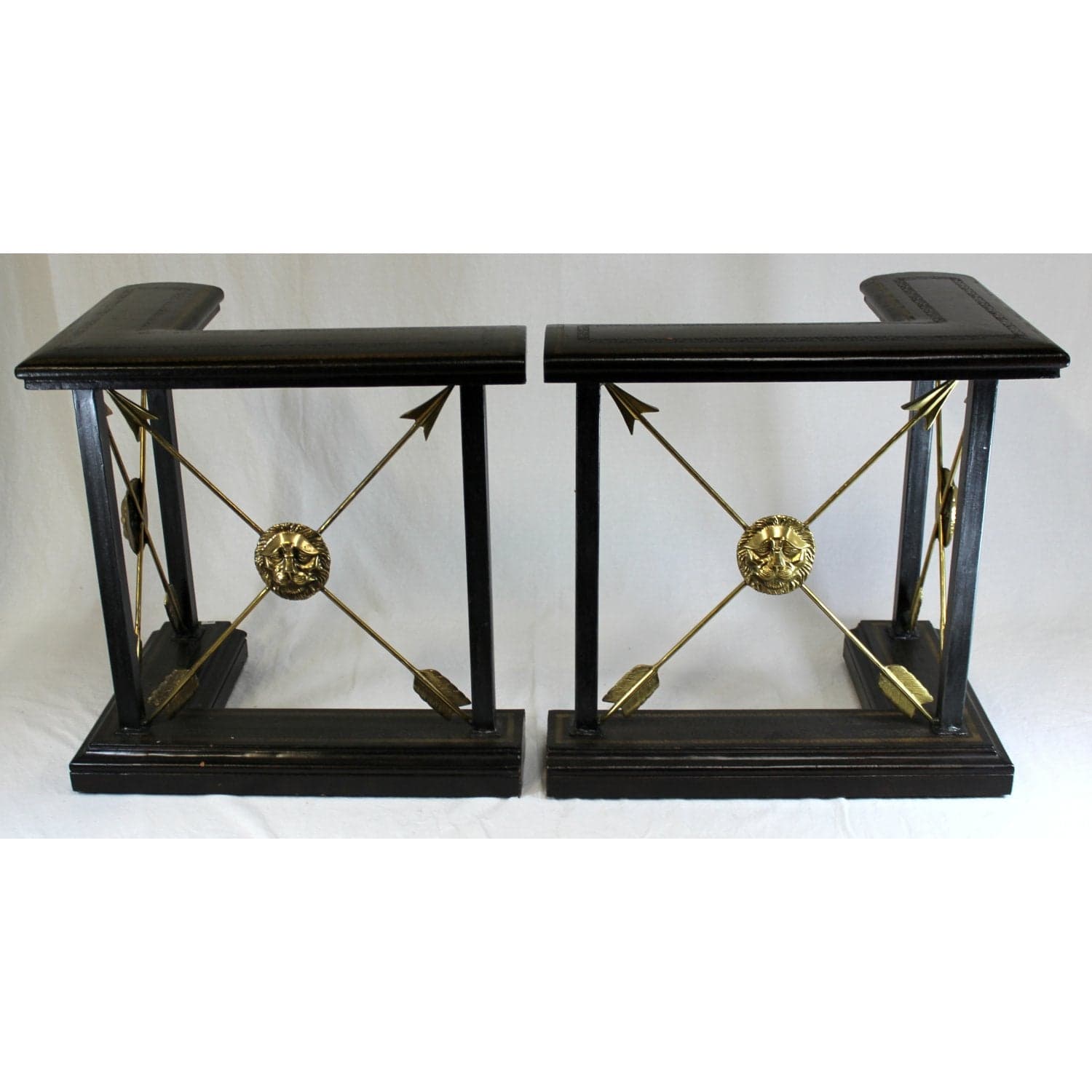 Maitland Smith Pair of Lion Head Fireplace Fenders - Thumbnail 2