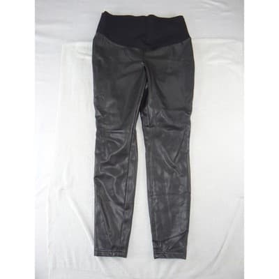 Stork & Babe Womens Maternity Faux Leather Leggings Black Skinny Size S/P 2598