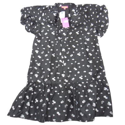 NWT-THML Womens Black Silver Metallic Embroidery Tiered Mini Dress WCT1865-BK