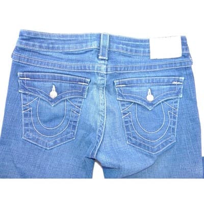 True Religion Joey Bootcut Jeans Womens 31 Medium Wash Blue Made in USA Y2K Low - Thumbnail 4