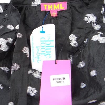 NWT-THML Womens Black Silver Metallic Embroidery Tiered Mini Dress WCT1865-BK - Thumbnail 4