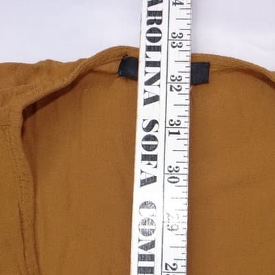 Madewell Ochre Mustard Yellow Button Front Crepe Mini Dress Womens Small S - Thumbnail 5