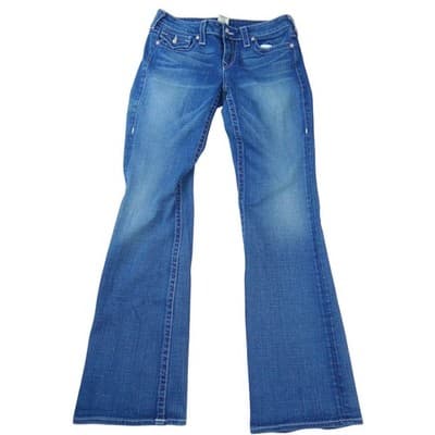 True Religion Joey Bootcut Jeans Womens 31 Medium Wash Blue Made in USA Y2K Low