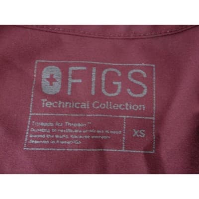 FIGS Technical Collection Women Maroon Burgundy V-Neck Scrub Top XS - Thumbnail 2