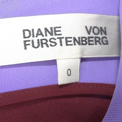 Diane von Furstenberg DVF Colorblock Sheath Midi Dress Burgundy Purple Black 0 - Thumbnail 2