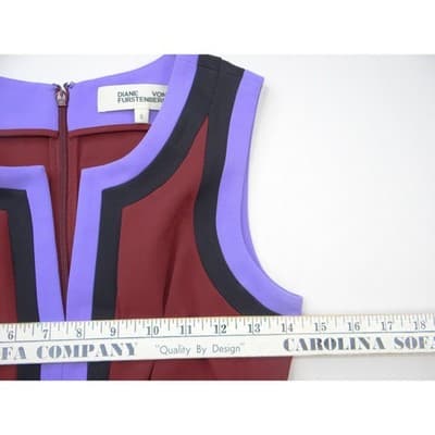 Diane von Furstenberg DVF Colorblock Sheath Midi Dress Burgundy Purple Black 0 - Thumbnail 4
