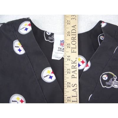 NFL Team Apparel Pittsburgh Steelers Scrub Top Womens Black V-Neck Logo Print L - Thumbnail 8