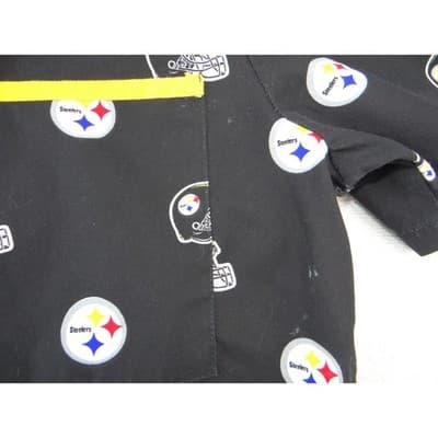 NFL Team Apparel Pittsburgh Steelers Scrub Top Womens Black V-Neck Logo Print L - Thumbnail 7