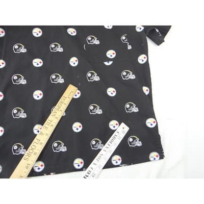 NFL Team Apparel Pittsburgh Steelers Scrub Top Womens Black V-Neck Logo Print L - Thumbnail 2