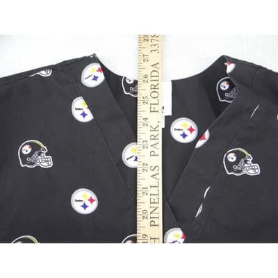 NFL Team Apparel Pittsburgh Steelers Scrub Top Womens Black V-Neck Logo Print L - Thumbnail 10