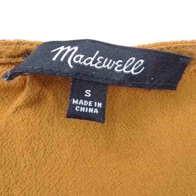Madewell Ochre Mustard Yellow Button Front Crepe Mini Dress Womens Small S - Thumbnail 2
