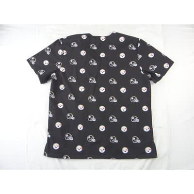 NFL Team Apparel Pittsburgh Steelers Scrub Top Womens Black V-Neck Logo Print L - Thumbnail 13