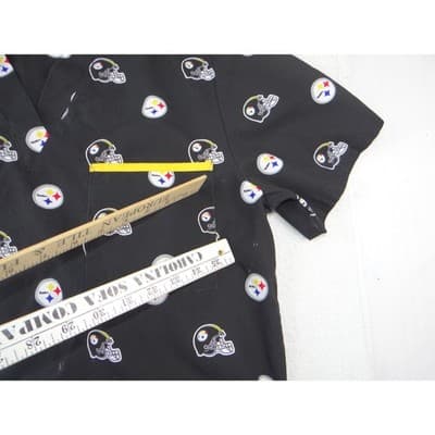 NFL Team Apparel Pittsburgh Steelers Scrub Top Womens Black V-Neck Logo Print L - Thumbnail 6