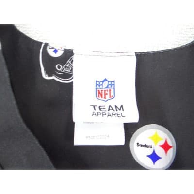 NFL Team Apparel Pittsburgh Steelers Scrub Top Womens Black V-Neck Logo Print L - Thumbnail 12