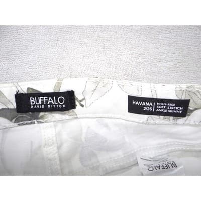 NWT-Buffalo David Bitton Havana High Rise Ankle Skinny Floral Pants Ivory - Thumbnail 2