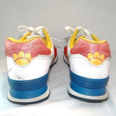 New Balance 574 Mens Sneakers Red White Blue Yellow Low Top Shoes 12 - Thumbnail 5