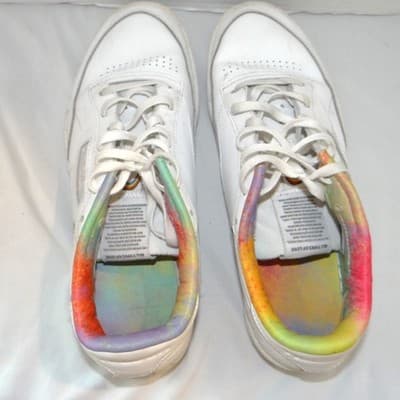 Reebok Club C 85 Pride Mens White Leather Multi Color Tie Dye Sneakers - Thumbnail 6