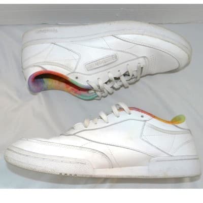 Reebok Club C 85 Pride Mens White Leather Multi Color Tie Dye Sneakers - Thumbnail 2