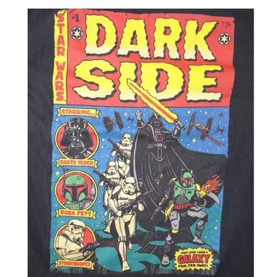 Star Wars Fifth Sun Mens Black Dark Side Comic Graphic Darth Vader Boba M - Thumbnail 4
