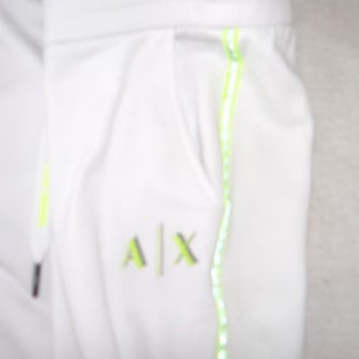 Armani Exchange Mens White Jogger Sweatpants Lime Green Side Stripe Logo - Thumbnail 5
